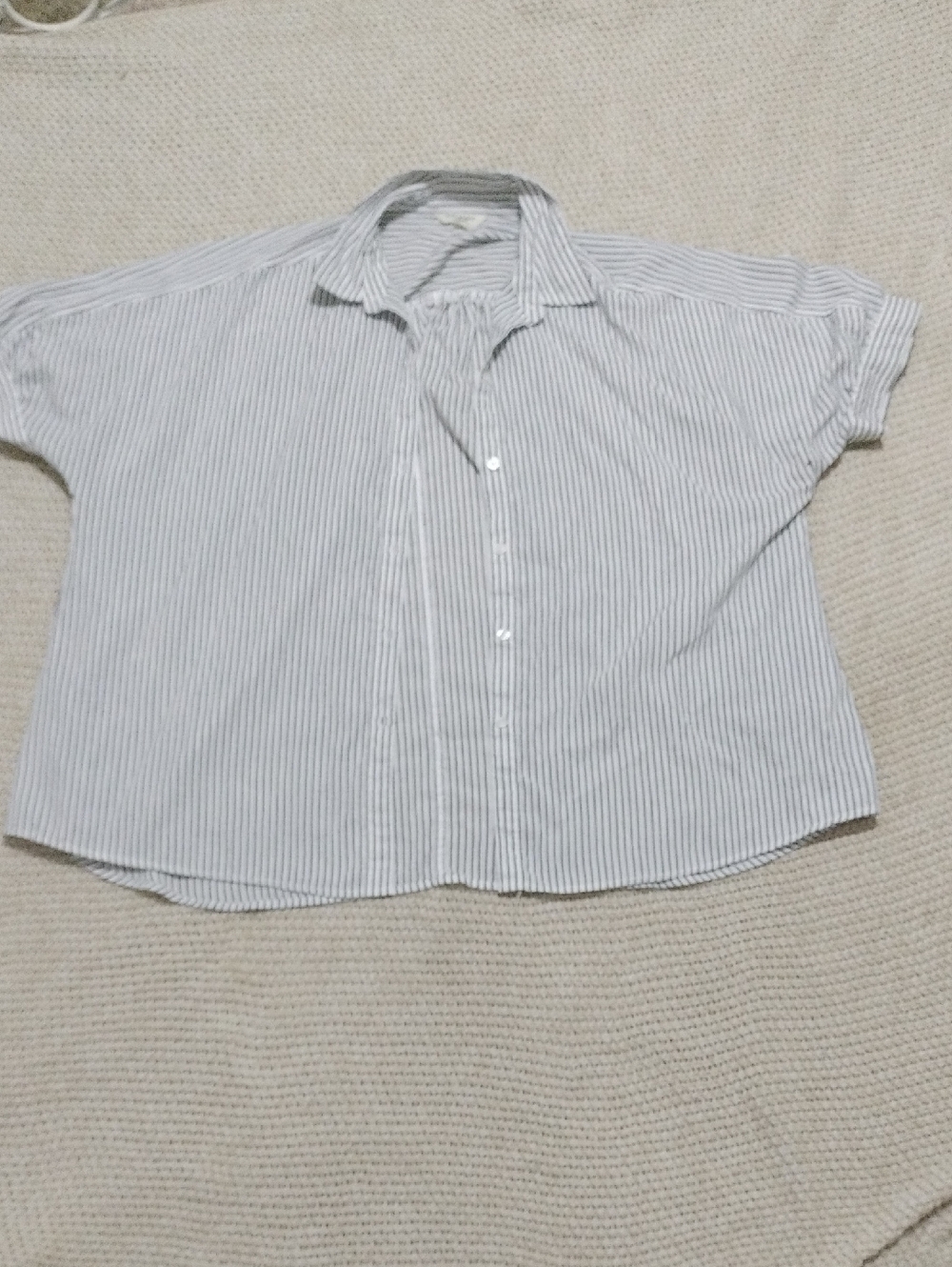 Max Studio White Shirt with Thin Black Stripes